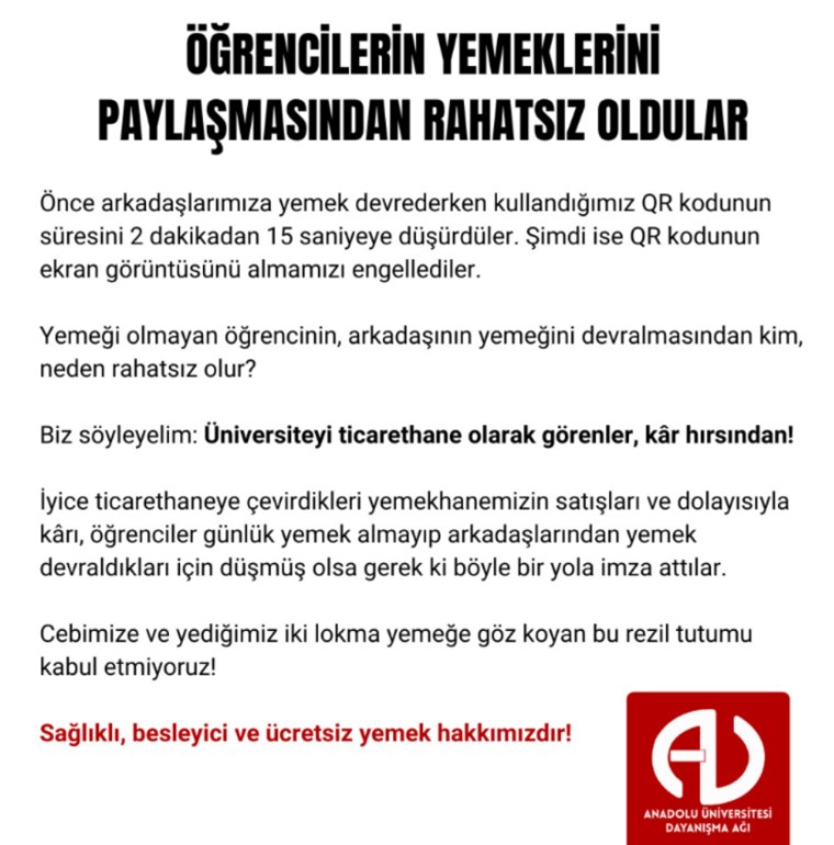 Anadolu Üniversitesi öğrencileri isyan etti: "Cebimizi ve yediğimiz iki lokmayı isteyen bu utanmaz tavrı kabul etmiyoruz" - Son Dakika Türkiye Haberleri - görsel 2