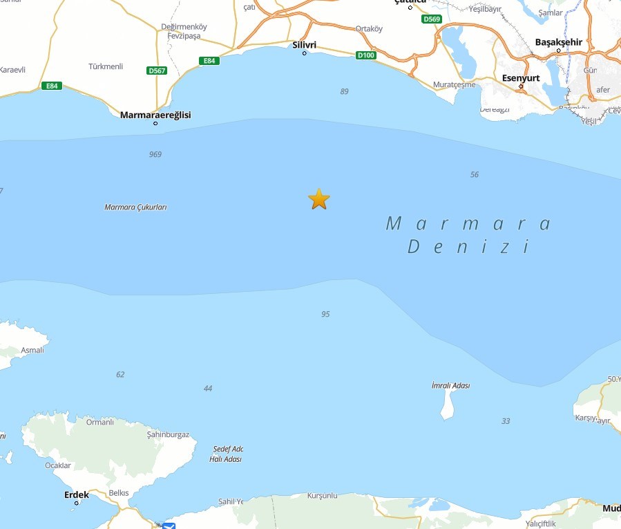 Depremin Silivri kıyısında gerçekleştiği yer
